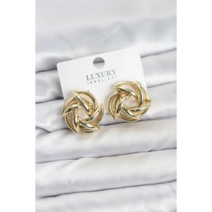 Mey İthalat® Gold Renk Pirinç Keskin Sarmal Model Kadın Küpe