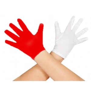 Mey İthalat® Gösteriler İçin 1 Çift Kırmızı Beyaz Pandomim Eldiveni Çocuk Boy