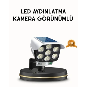 Mey İthalat® Güneş Paneliyle Şarj Olan Hareket Sensörlü Dış Mekan Güvenlik Lambası Ayarlanabilir