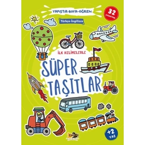 İlk Kelimelerle Süper Taşıtlar Yapıştır-Boya-Öğren