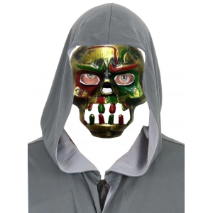 Kırmızı Kanlı Dişli Dracula Kafatası Maskesi Altın Renk (5047)