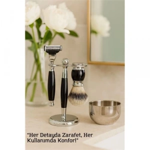 Koleksiyon Tıraş Seti – 304 Cerrahi Çelik & Kemik Saplı | Çift Cidarlı Tıraş Tası Icardi Collection