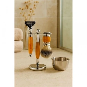 Koleksiyon Tıraş Seti – 304 Cerrahi Çelik & Kemik Saplı | Çift Cidarlı Tıraş Tası Icardi Collection
