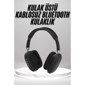 Mey İthalat® Kulak Üstü Kablosuz Bluetooth Kulaklık Yumuşak Süngerli SD Kart Girişli