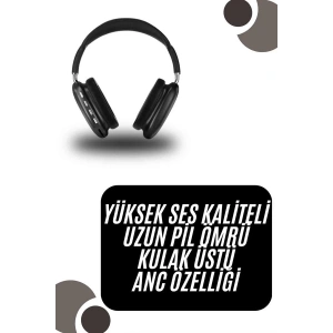 Mey İthalat® Kulak Üstü Kablosuz Bluetooth Kulaklık Yumuşak Süngerli SD Kart Girişli