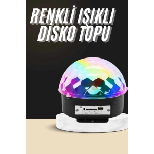 Mey İthalat® Led Işık Disko Topu Bluetooth Hoparlörlü USB Müzik Çalar Kumandalı