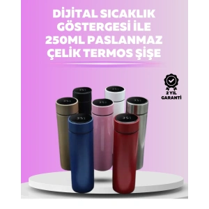 Mey İthalat® LED Sıcaklık Ölçerli 250 ml Yalıtımlı Termos Şişe