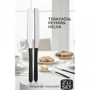 Mey İthalat® Lüks Seri 2li Tereyağı ve Peynir Bıçağı Seti - Paslanmaz Çelik & Ergonomik Silikon Saplı 16 cm 719999