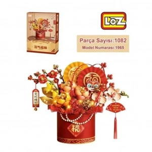 LZ-1965 KIRMIZI EBEDİ ÇİÇEK SANAT KOVASI 1082 PARÇA BLOCK OYUNCAK