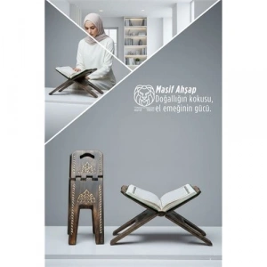 Masif Ahşap El Oyması Lüks Rahle - Selçuklu Motifli 722873