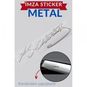 Mey İthalat® 8.5 cm Ultra-Lüks 3D Metal Atatürk İmzası - Torpido ve Gövde Logosu 424423