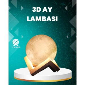 Mey İthalat® 16 Renkli 3D Ay Gece Lambası RGB Modlu Şarjlı