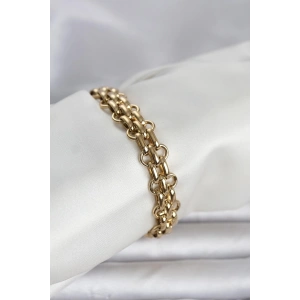 Mey İthalat® 316L Çelik Gold Renk Hasır Zincir Model Kadın Bileklik