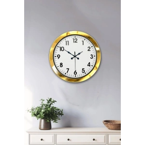 Mey İthalat® 36 cm Gold Metal Standart Duvar Saati