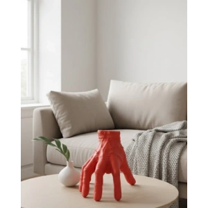 Mey İthalat® 3D Kırmızı El Dekor 17x16 cm Gotik ve Modern Tasarım Obje