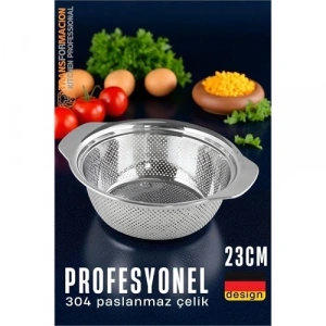 Mey İthalat® Alman Tip Kevgir - 304 Paslanmaz Çelik Profesyonel Süzgeç 23 Cm 721832