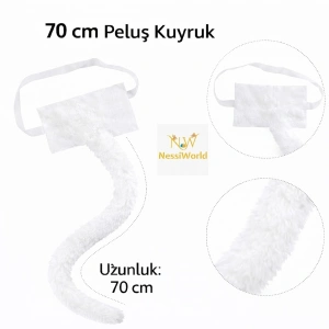 Mey İthalat® Beyaz Peluş Kuyruk Şekil Verilebilir 70 cm