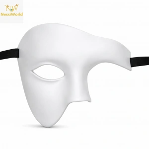 Mey İthalat® Beyaz Yarım Erkek Maske – Phantom Parti & Balo Maskesi