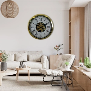 Mey İthalat® Gold Atlas Royale 60 Cm Çarklı Duvar Saati