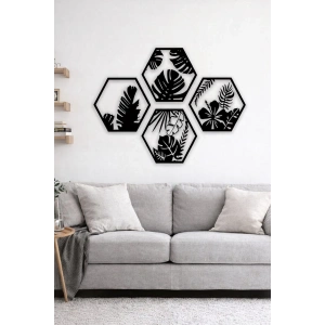 Mey İthalat® HexaLeaf – Tropikal Yaprak Desenli Altıgen Ahşap Duvar Dekoru