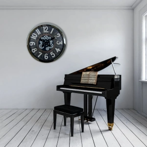 Mey İthalat® Iron Legacy Krom 60 Cm Çarklı Duvar Saati