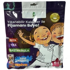 Mey İthalat® Kalem Hediyeli Boyanabilir Pijama 5-6 Yaş