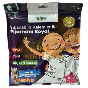 Mey İthalat® Kalem Hediyeli Boyanabilir Pijama 6-7 Yaş