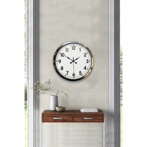 Mey İthalat® Krom Elegance 40 Cm Metal Standart Duvar Saati