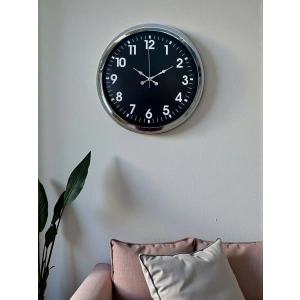 Mey İthalat® Modern 40 Cm Metal Krom Standart Duvar Saati