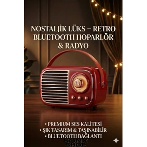 Mey İthalat®  Nostaljik Retro Bluetooth  - FM Radyo, USB ve Bluetooth Kablosuz Hoparlör