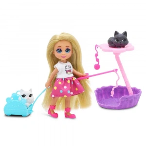 Mey İthalat® S01081125 DREAMEEZ MİNİ BEBEK VE KEDİ SETİ -SUN