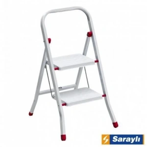 Mey İthalat® Saraylı Pratik Metal Merdiven Beyaz 2 Basamaklı