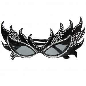 Mey İthalat® Taşlı  Siyah Parti Alev Gözlük