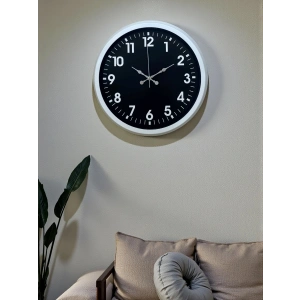 Mey İthalat® White Pure Contrast 40 Cm Metal Duvar Saati