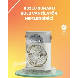 Mey İthalat® Mini Klima Fan | USBli, 7 Renk Gece Işığı, 3ü 1 Arada Fonksiyon