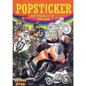 Motorsiklet  Boyama Kitabı Popsticker