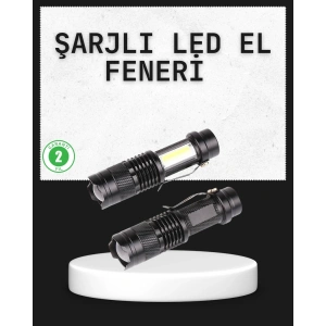 Mey İthalat® Odak Ayarlı 2000 Lümen Şarjlı LED El Feneri