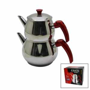 ORTA BOY KÜRE ÇELİK ÇAYDANLIK SETİ ÜST: 1LT - ALT: 1.60LT (5047)