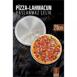 Paslanmaz Çelik Pizza-Lahmacun Tepsisi – Delikli Tasarım ile Mükemmel Pişirme 28 cm  722227