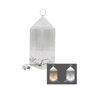 PİRAMİT KRİSTAL 3 RENK LED DOKUNMATİK USB ŞARJLI MASA LAMBASI (5047)