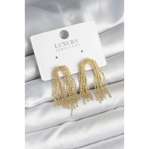 Pirinç Gold Renk Sallantılı Kadın Küpe