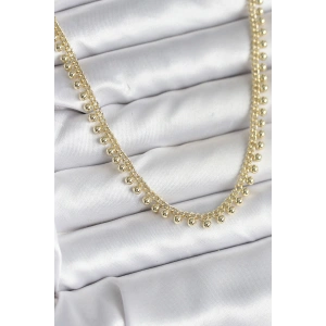 Mey İthalat® Pirinç Gold Renk Sıralı Topçuk Model Kadın Kolye