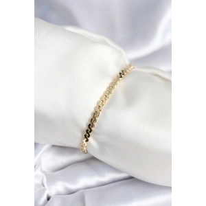 Mey İthalat® Pirinç Gold Renk Yassı Zincir Model Kadın Bileklik