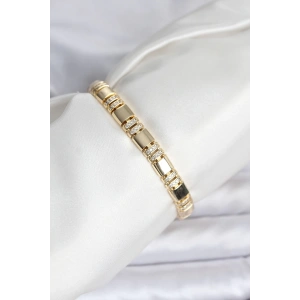 Pirinç Gold Renk Zirkon Taşlı Kadın Bileklik