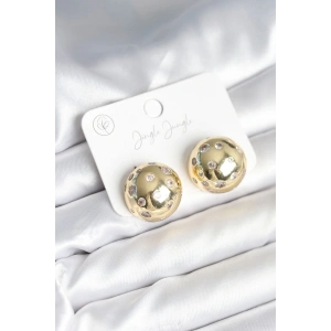 Pirinç Gold Renk Zirkon Taşlı Kadın Küpe