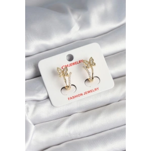 Pirinç Gold Renk Zirkon Taşlı Kelebek Model Kadın Yüzük