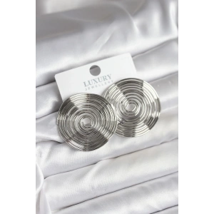 Mey İthalat® Pirinç Gümüş Renk Circle Model Kadın Küpe