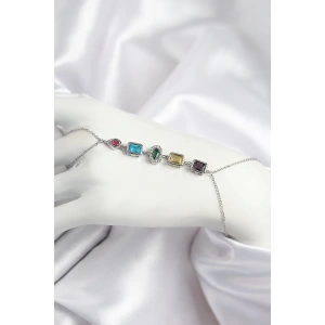 Pirinç Renkli Zirkon Taşlı Model Gümüş Renk Şahmeran