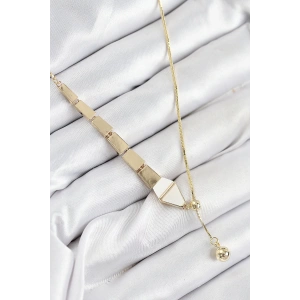 Pirinç Yılan Model Gold Renk Asansörlü Kadın Kolye