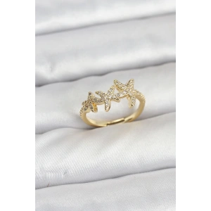 Pirinç Yıldız Model Gold Renk Kadın Yüzük